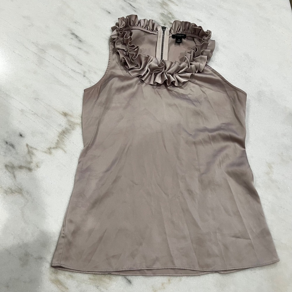 Ann Taylor Ruffle‎ Neck Sleeveless Top Blouse Women's Size 0 Career